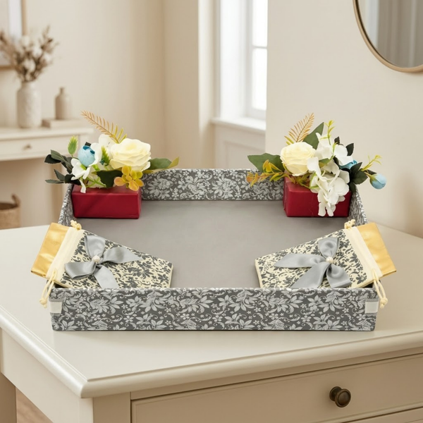 Gray Flower Tray Hamper Gift Box