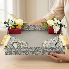 Gray Flower Tray Hamper Gift Box