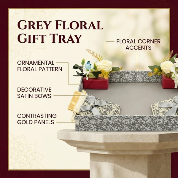 Gray Flower Tray Hamper Gift Box