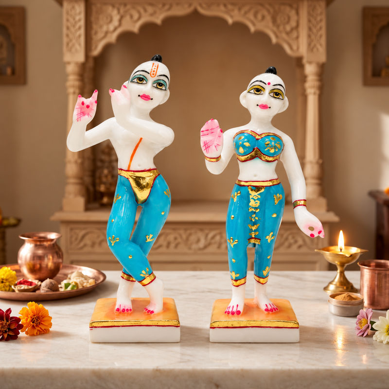 9–15 Inch Premium Marble Dust Radha Krishna Divine Couple