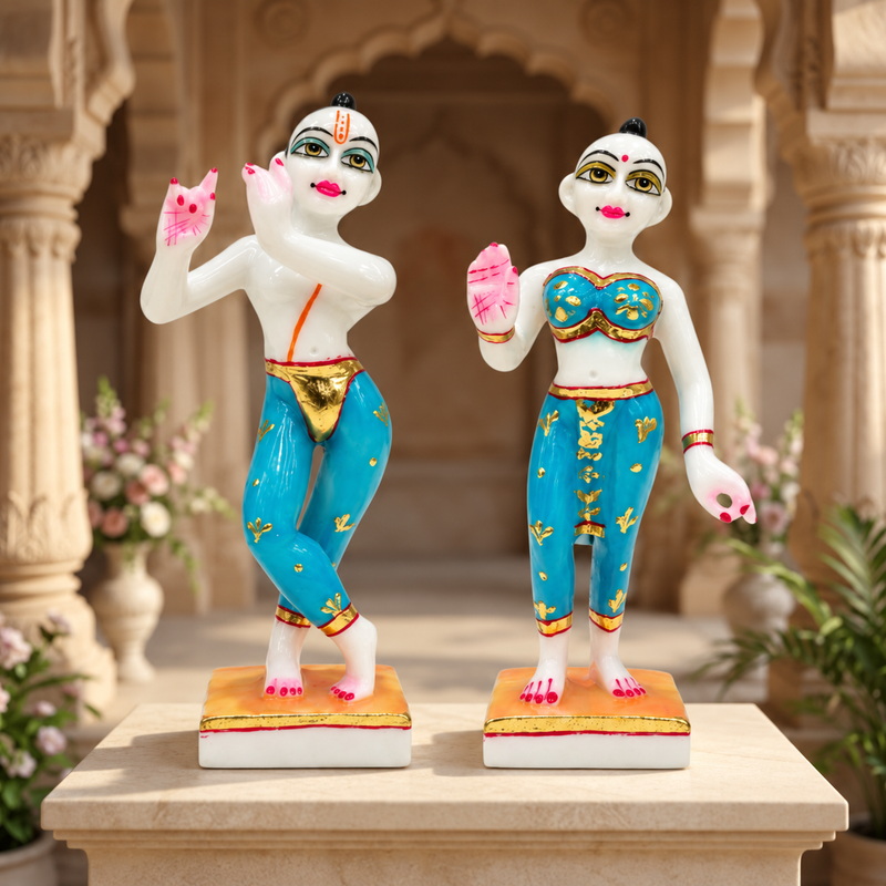 9–15 Inch Premium Marble Dust Radha Krishna Divine Couple