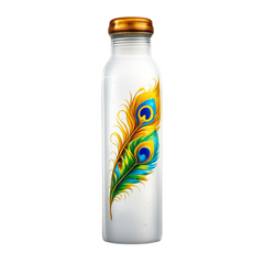 Pure Copper Bottle Peacock Feather 950ml (UV Print with Coating)