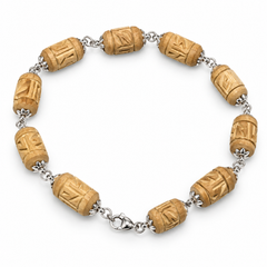 Silver 925 Natual White Pure Barrel Shape Tulsi Radha Bracelet -1