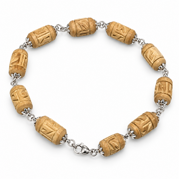 Silver 925 Natural White Pure Barrel Shape Tulsi Radha Bracelet