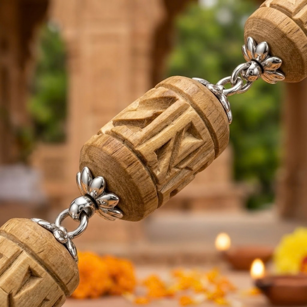 Silver 925 Natural White Pure Barrel Shape Tulsi Radha Bracelet