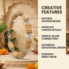 Silver 925 Natual White Pure Barrel Shape Tulsi Radha Bracelet -1