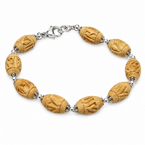 Silver 925 Natual White PureTulsi Gol Dana Shape Radha Bracelet