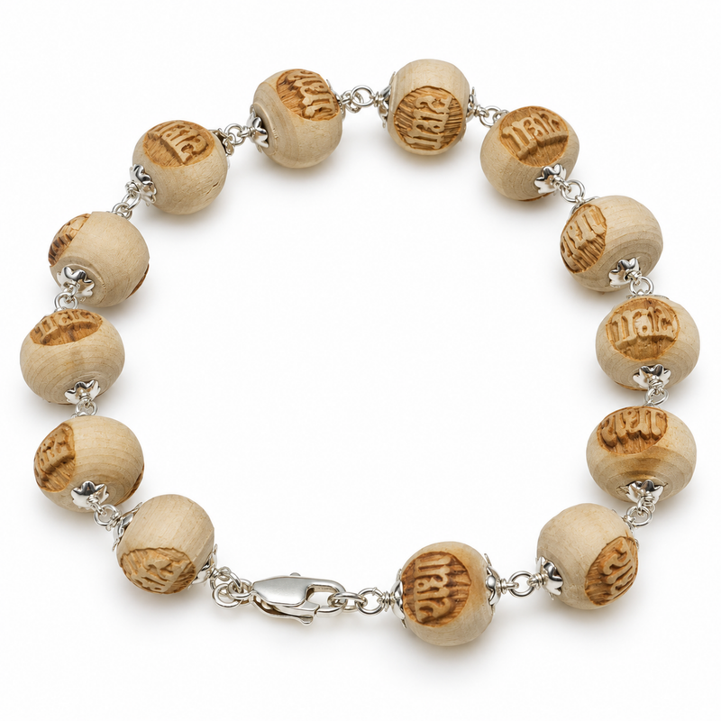 Silver 925 Natual White PureTulsi Gol Dana Shape Radha Bracelet (Copy)