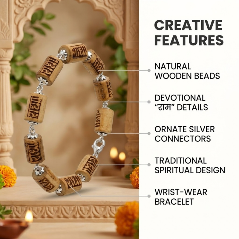 Silver 925 Natual White Pure Barrel Shape Tulsi Radha Bracelet -2