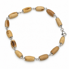 Silver 925 Natural White Pure Tulsi Mrindga Shape Bracelet