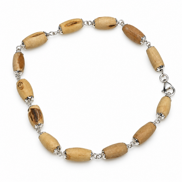 Silver 925 Natural White Pure Tulsi Mrindga Shape Bracelet