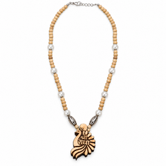 Silver 925 Pure Tulsi Kanti Mala with Pearl, Beads and Sri Radha Locket