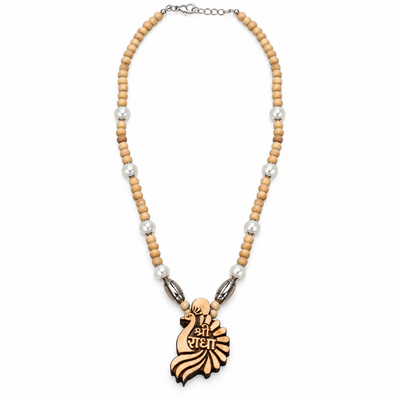 Silver 925 Pure Tulsi Kanti Mala with Pearl, Beads and Sri Radha Locket