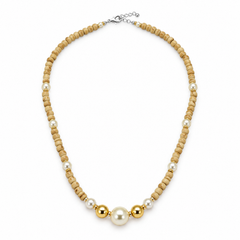 Silver 925 Pure Tulsi Kanti Mala with Pearl, Beads and Gold Tone Beads