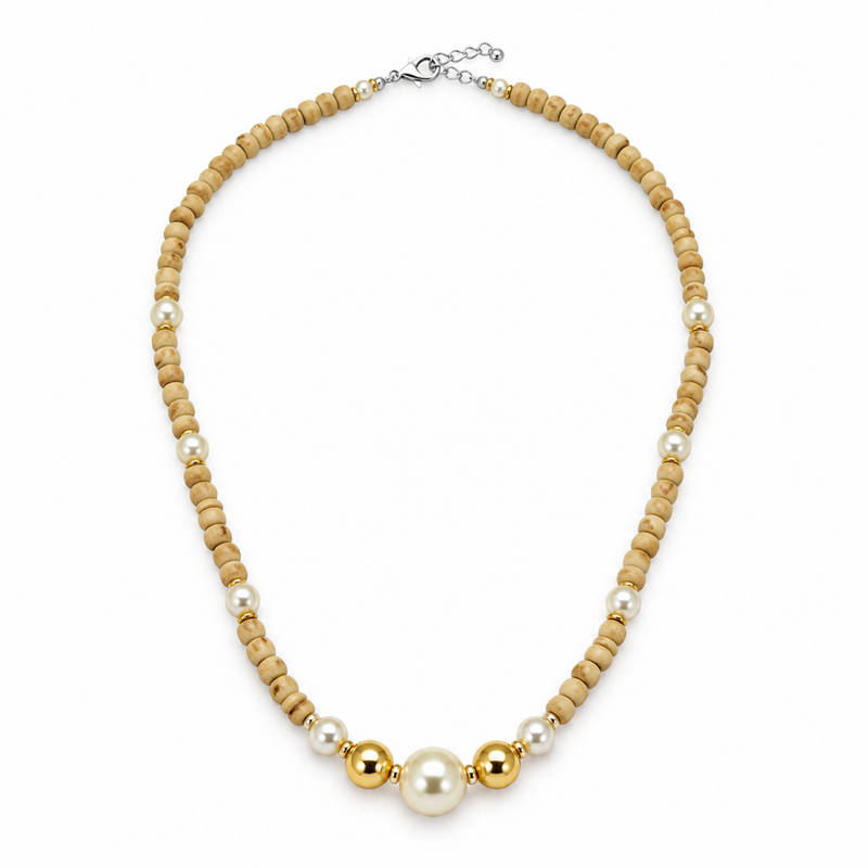 Silver 925 Pure Tulsi Kanti Mala with Pearl, Beads and Gold Tone Beads