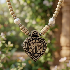 Silver 925 Pure Tulsi Kanti Mala with Pearl, Beads and Charan Paduka Locket