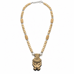 Silver 925 Pure Tulsi Kanti Mala with Pearl, Beads and Fancy Radha Locket