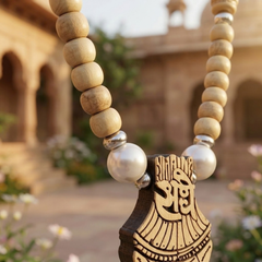 Silver 925 Pure Tulsi Kanti Mala with Pearl, Beads and Fancy Radha Locket