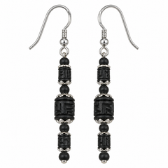 Silver 925 Natural Black Pure Tulsi Beads Earring - Multi Dana