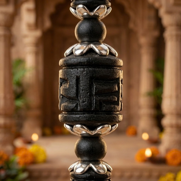 Silver 925 Natural Black Pure Tulsi Beads Earring - Multi Dana