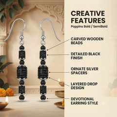 Silver 925 Natural Black Pure Tulsi Beads Earring - Multi Dana