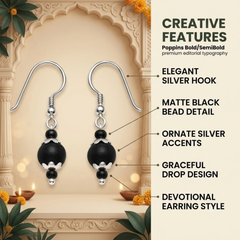 Silver 925 Natural Black Pure Tulsi Beads Earring - Multi Dana