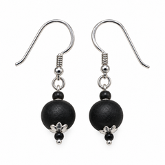 Silver 925 Natural Black Pure Tulsi Beads Earring - Multi Dana (Copy)