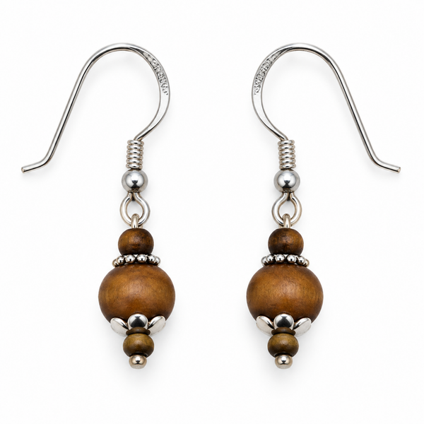 Silver 925 Natural Black Pure Tulsi Beads Earring - Multi Dana