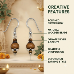 Silver 925 Natural Black Pure Tulsi Beads Earring - Multi Dana