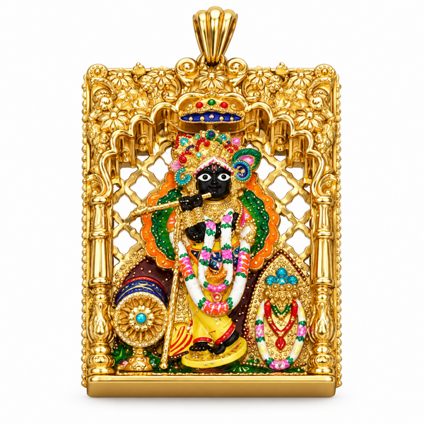Pure SIlver 925 Shree Bankey Bihari Ji with Frame Pendant