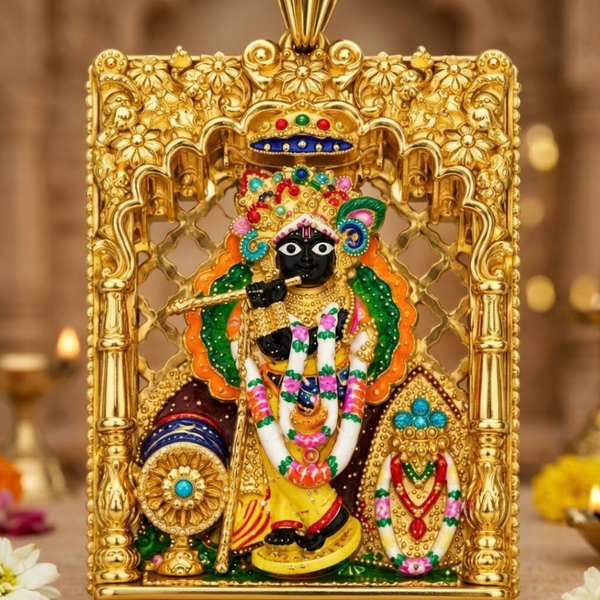 Pure SIlver 925 Shree Bankey Bihari Ji with Frame Pendant