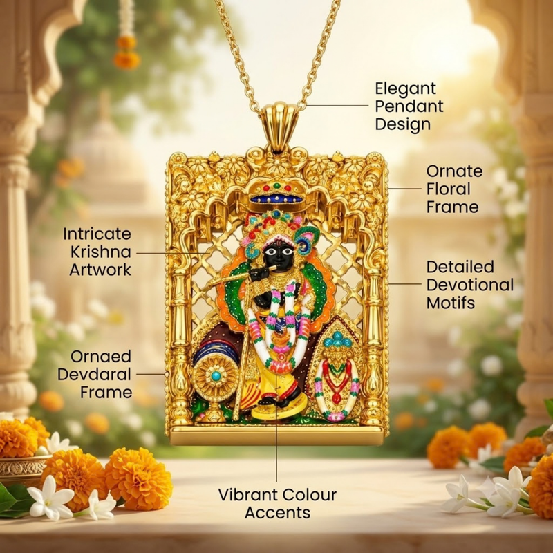 Pure SIlver 925 Shree Bankey Bihari Ji with Frame Pendant
