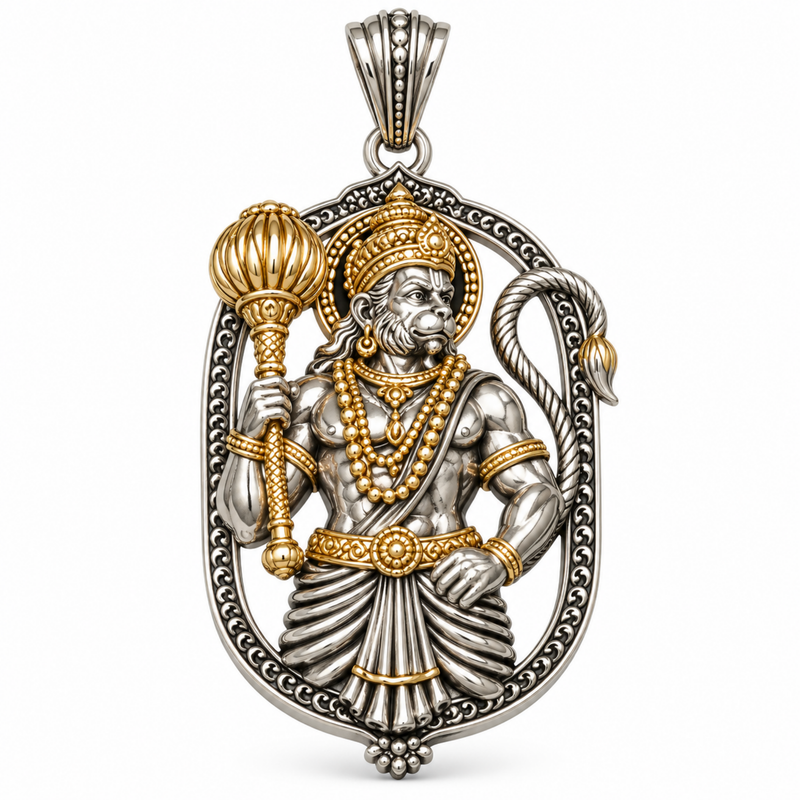 Pure Silver 925 Veer Hanuman Ji Pendant