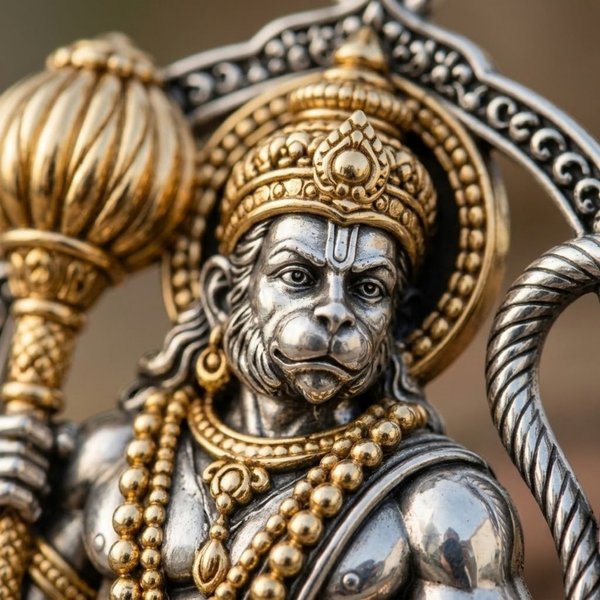 Pure Silver 925 Veer Hanuman Ji Pendant