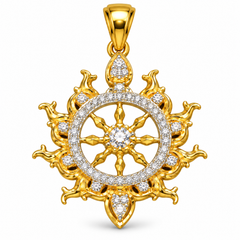 Pure Silver 925 Sudarshan Chakra with 24k Gold Plating Pendant