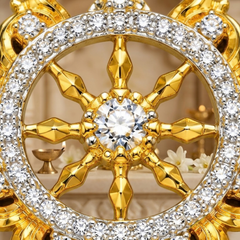 Pure Silver 925 Sudarshan Chakra with 24k Gold Plating Pendant