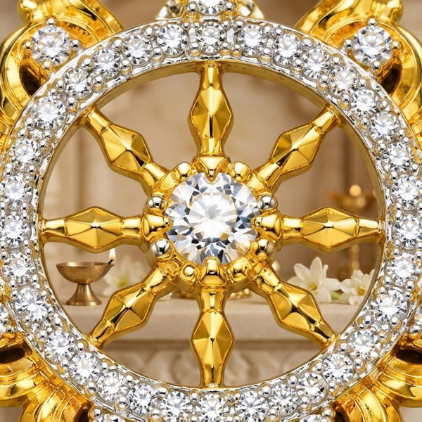 Pure Silver 925 Sudarshan Chakra with 24k Gold Plating Pendant