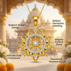 Pure Silver 925 Sudarshan Chakra with 24k Gold Plating Pendant
