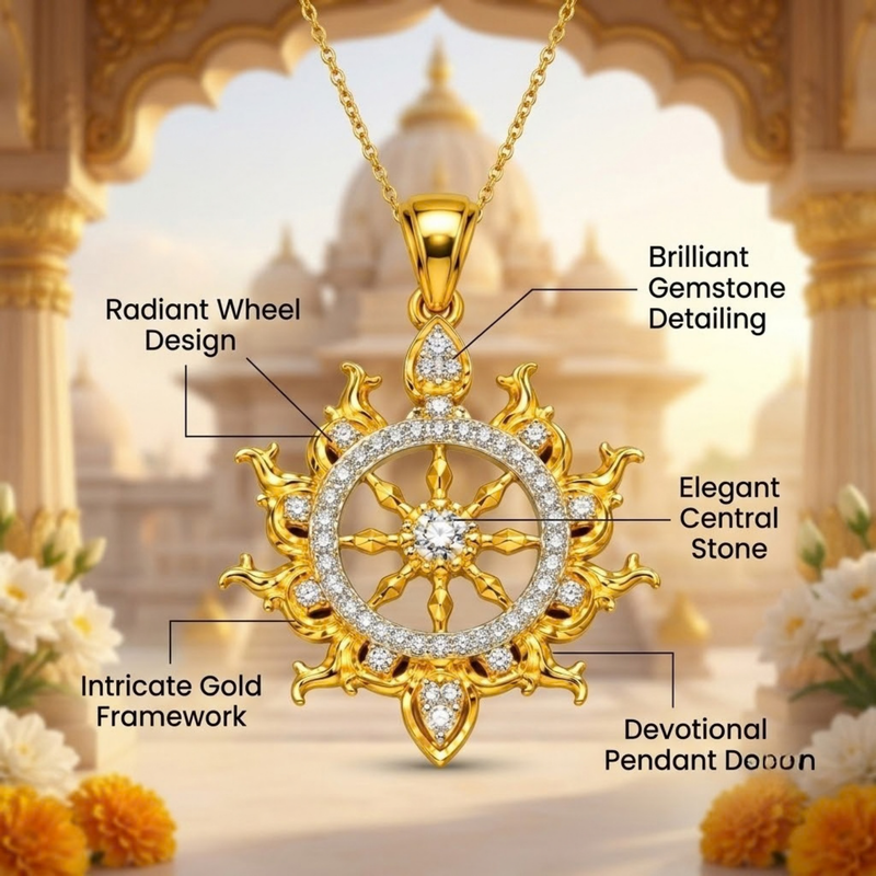 Pure Silver 925 Sudarshan Chakra with 24k Gold Plating Pendant