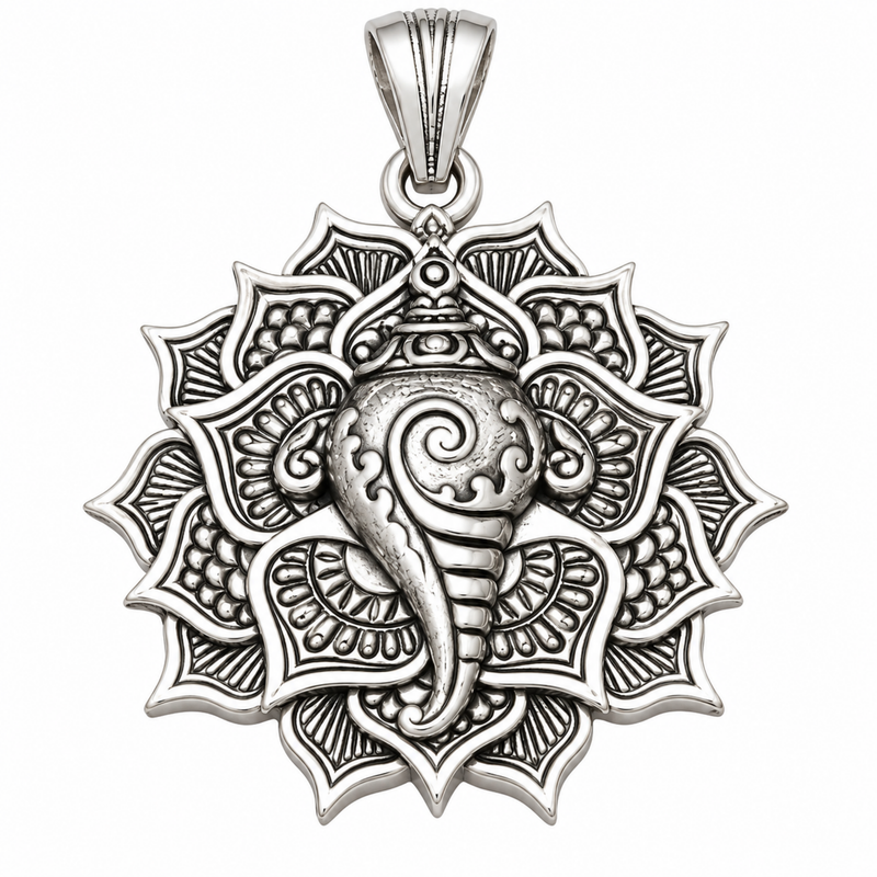 Pure Silver 925 South Shankha Pendant