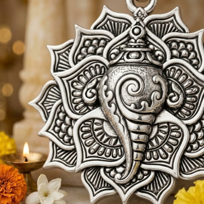 Pure Silver 925 South Shankha Pendant