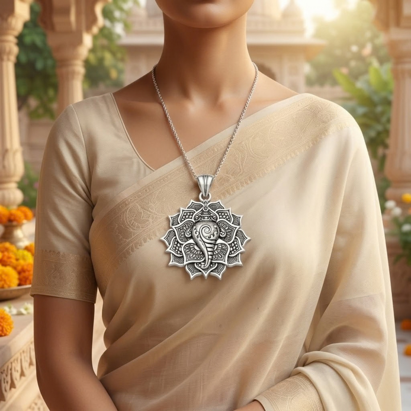 Pure Silver 925 South Shankha Pendant