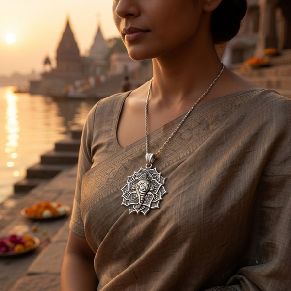 Pure Silver 925 South Shankha Pendant
