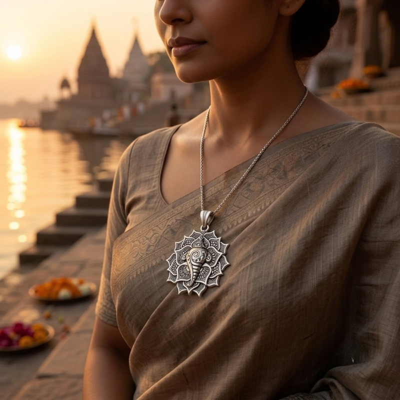 Pure Silver 925 South Shankha Pendant