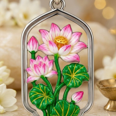 Pure Silver 925 Lotus Earring Set Pendent