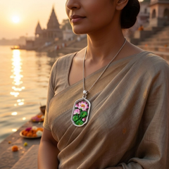 Pure Silver 925 Lotus Earring Set Pendent
