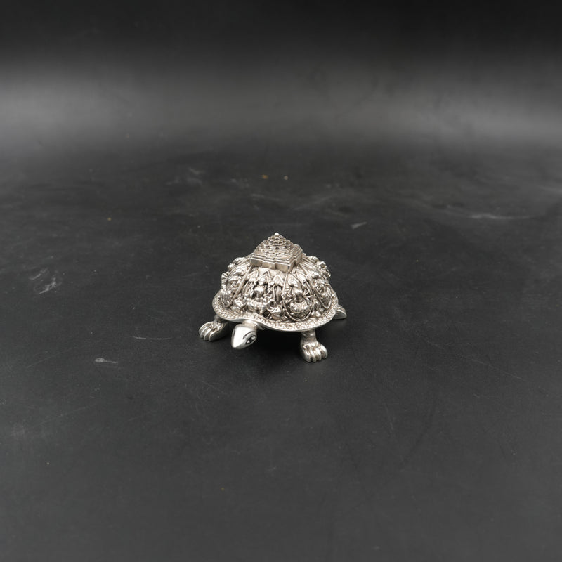 Silver-Plated Ashtalakshmi Tortoise Idol (3.5 Inch)