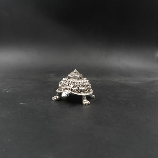 Silver-Plated Ashtalakshmi Tortoise Idol (3.5 Inch)
