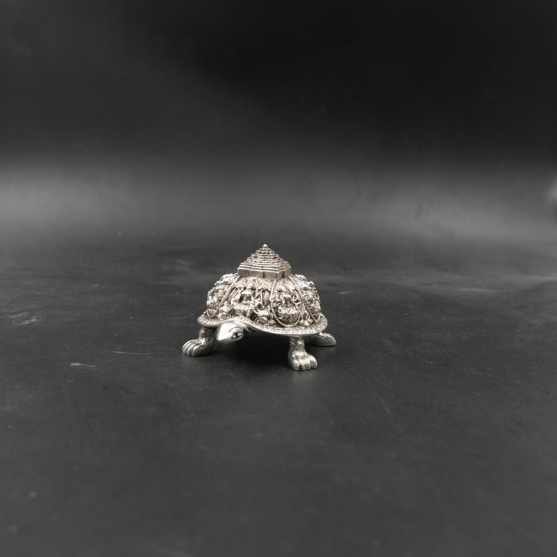 Silver-Plated Ashtalakshmi Tortoise Idol (3.5 Inch)