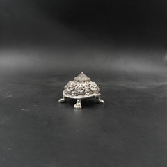 Silver-Plated Ashtalakshmi Tortoise Idol (3.5 Inch)